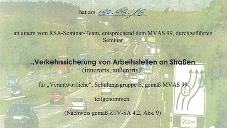 Verkehrssicherung von Arbeitsstellen an Straßen